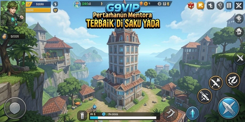 Screenshot utama G9VIP menampilkan aksi Tower Defense yang intens.