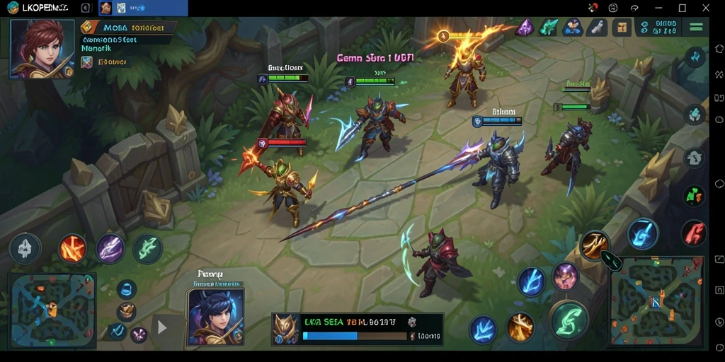 Tampilan aksi intense dalam game MOBA LKOPEN.