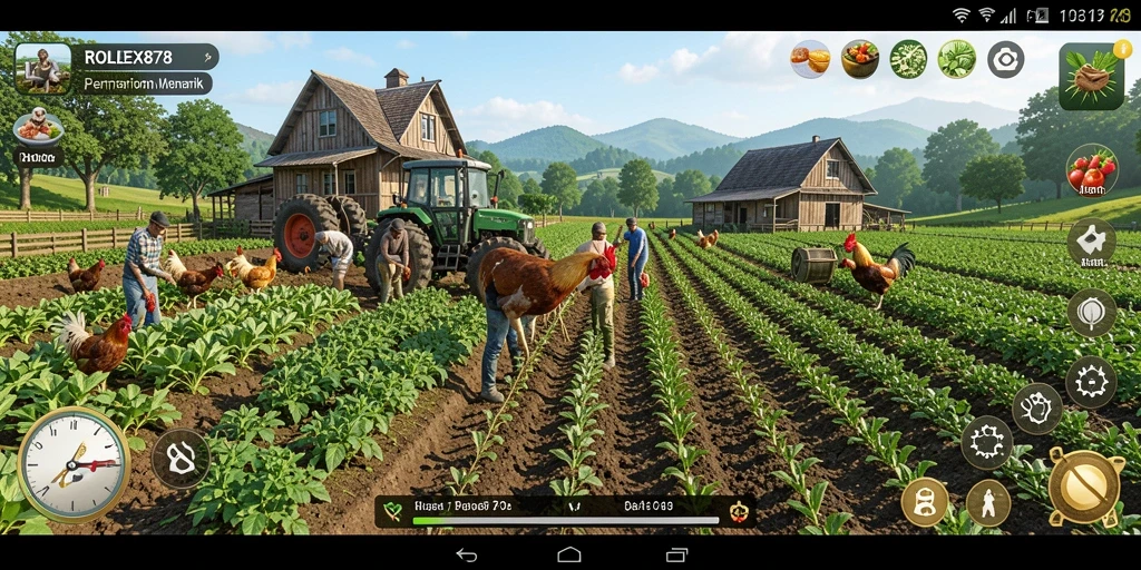 Screenshot gameplay yang menarik dari ROLEX878 dengan aktivitas bertani.